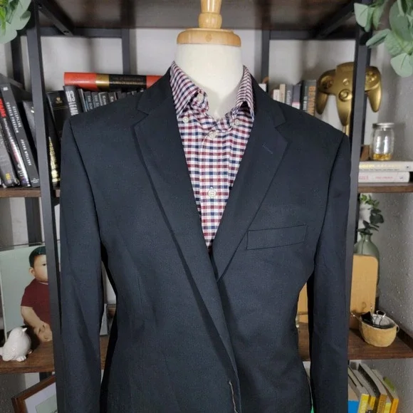 J.Crew THOMPSON Men's Sport Coat Blazer Two Button‎ Black cotton Size 46R NEW